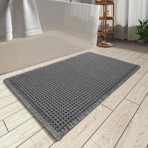 New Orivix Gray 17" x 24" Waffle Aborbent Non-Slip Bath Mat Bath Rug Rubber Back